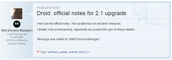 Bild 1 des Forumeintrags des Forum Managers von Motorola